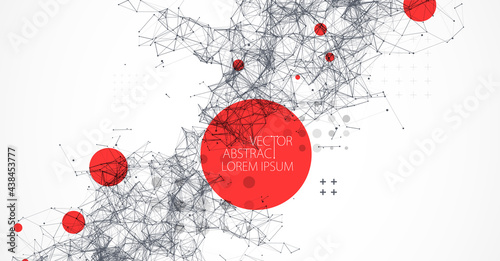 Abstract polygonal vector background with connecting dots and lines. Plexus effect digital data visualization.