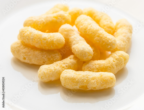 pile of corn puffs cllose up