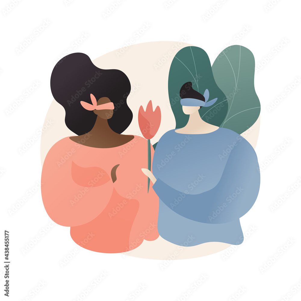 Blind date abstract concept vector illustration.