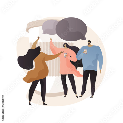 Friends meeting abstract concept vector illustration.