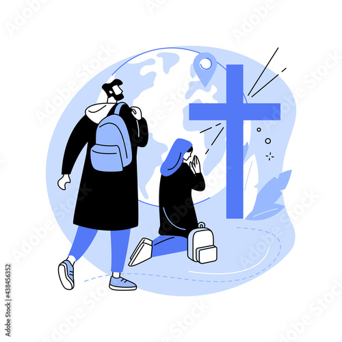 Christian pilgrimages abstract concept vector illustration.