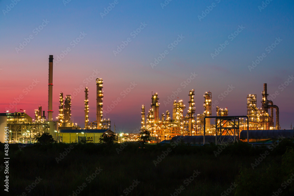 Morning scene of oil refinery plant and power plant of Petrochemistry