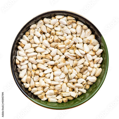 Photography safflower seeds in round bowl isolated