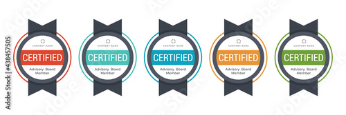 Certified badge logo design. Professional certification category or criteria. Vector badge illustration template.