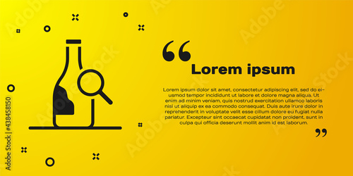 Black Bottle of wine icon isolated on yellow background. Details about wine. Vector