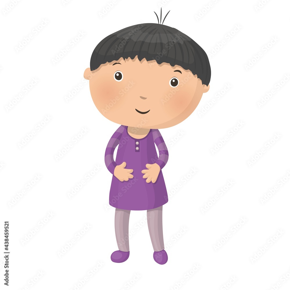 Cute little cartoon boy isolated on white background. Vector illustration.