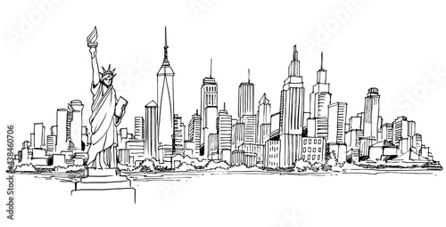 New York vector drawing,hand drawn,sketch style,isolated. photo