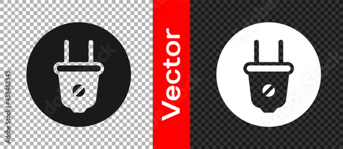 Black Electric plug icon isolated on transparent background. Concept of connection and disconnection of the electricity. Vector