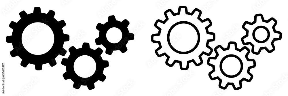 Set of gears icons. Setting gears icon, cogwheel group. Settings. Vector illustration.