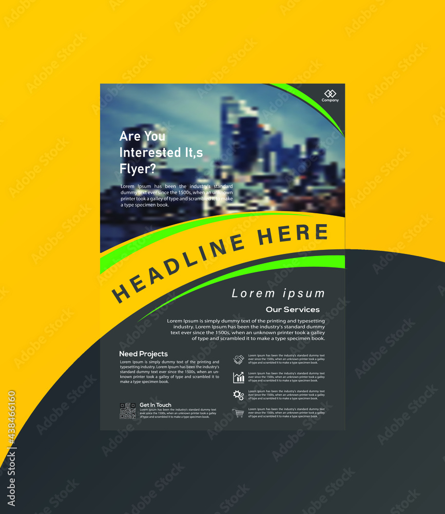 Dark black green white creative modern brochure transparent add picture flyer  design template free download. Stock Vector | Adobe Stock