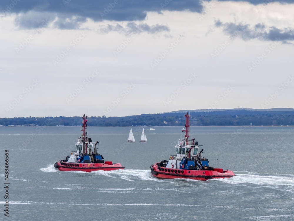 tug boats in the Solent Hampshire England