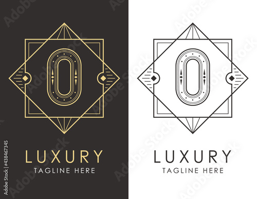 Art deco letter O logo in two color variations