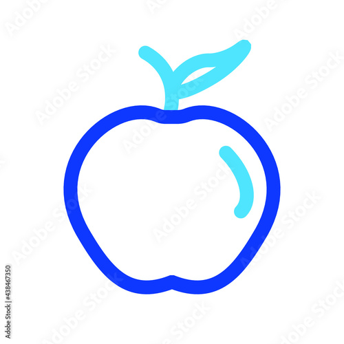 Two-color thin line apple vector icon illustration on a white background.  Royalty-free and fully editable.