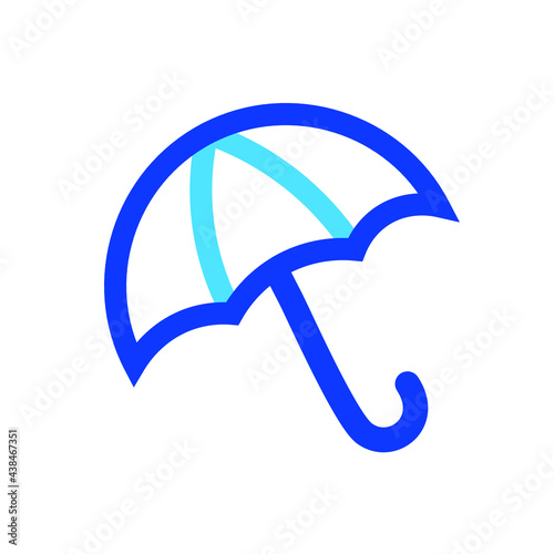 Two-color thin line umbrella vector icon illustration on a white background.  Royalty-free and fully editable.