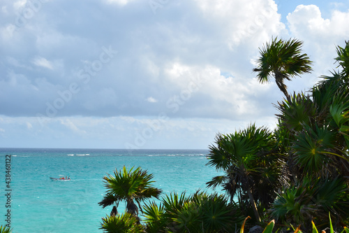 Fototapeta Naklejka Na Ścianę i Meble -  resting place on a tropical beach. picturesque exotic landscape. palm trees on the seashore