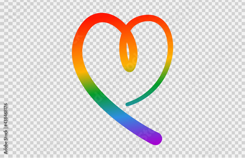Heart shape rainbow LGBT flag isolated on png or transparent  background, Symbol of LGBT gay pride,vector illustration