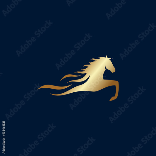 gold horse head logo vector design logo template