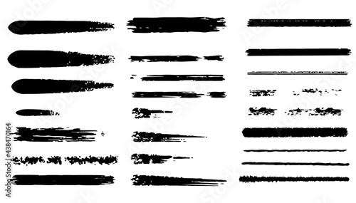 Hand painted ink brush strokes. Grunge brushes set.