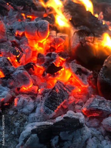 burning red hot coals 
