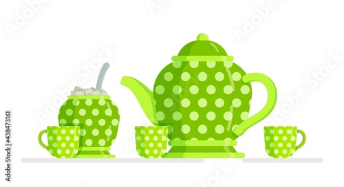 Cuadro en lienzo Vector illustration of a tea set