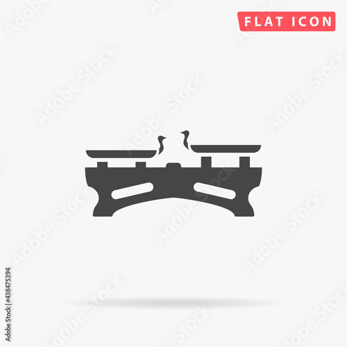 Old scale balance flat vector icon. Hand drawn style design illustrations