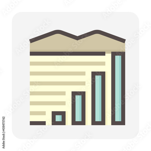 Land values vector icon. Consist of area, growth graph or value investing. For land investment concept, profit, wealth, value, income. Also for business i.e. owned, sale, develop, rent, buy. 48x48 px.