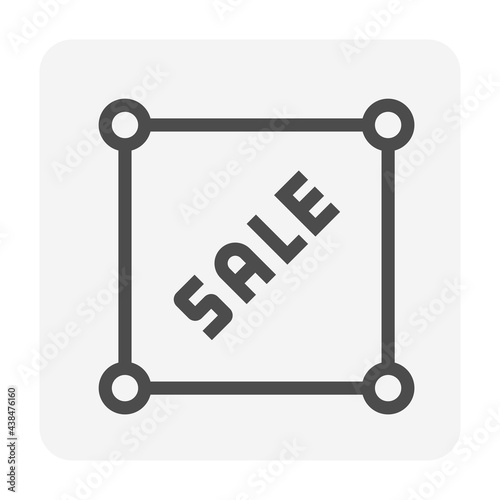 Land for sale vector icon. Foreclose real estate or property consist of empty land on roadside for development by housing construction, subdivision, owned, sale, rent, buy or investment. 48x48 pixel.
