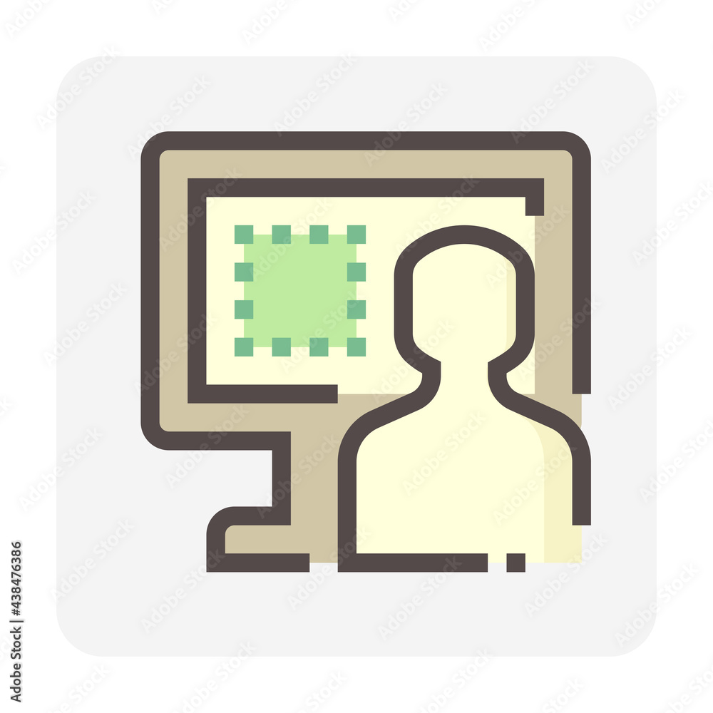 Land registration check online vector icon. Consist of computer pc, lawyer or agent,  title deed or land certificate. To check ownership,  plot registry for sale, mortgaged or transferred. 48x48 pixel
