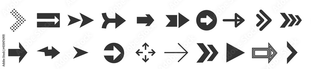 Arrows web collection on white. Modern graphic direction signs computer screen arrows Arrows web collection on white. Modern graphic direction signs computer screen arrows