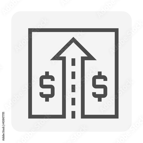Highway expansions or land improvement vector icon. New access road construction for transportation, facility. That development impact to value of land, property by increase accessibility. 48x48 pixel