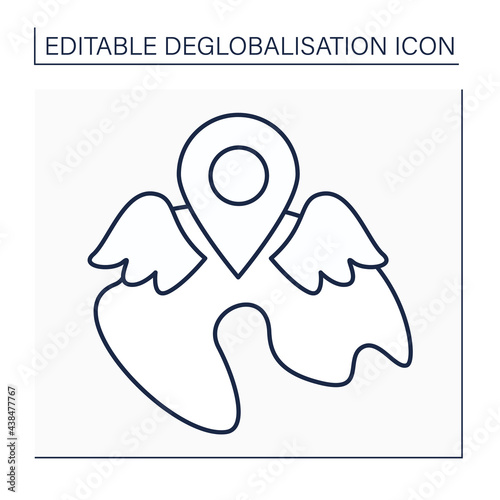 Local resurgence line icon.Increase or revival after period of little activity, popularity, or occurrence in homeland. Deglobalisation concept. Isolated vector illustration. Editable stroke
