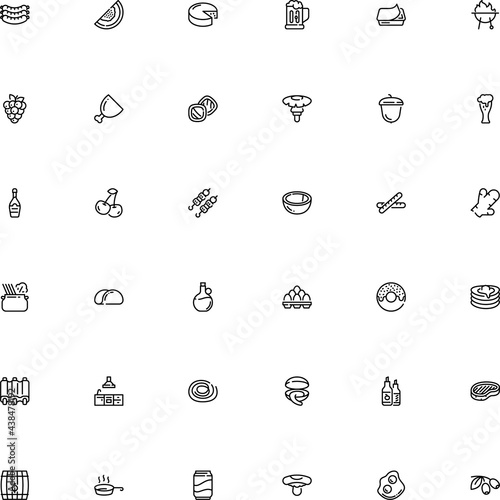 icon vector icon set such as: domestic, fungus, iron, mashrooh, fire, sea, hop beer, cardboard, sirloin, close, frankfurter, process, curves, brewing, squeeze, shashlik, turkey, home, ale, box, oak
