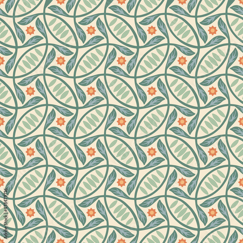 Vector leaves and winding stems seamless pattern background