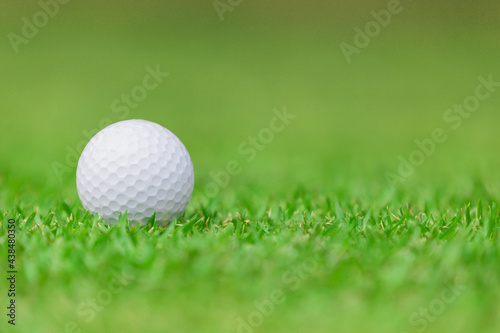 Close up of Golf ball on the green grass