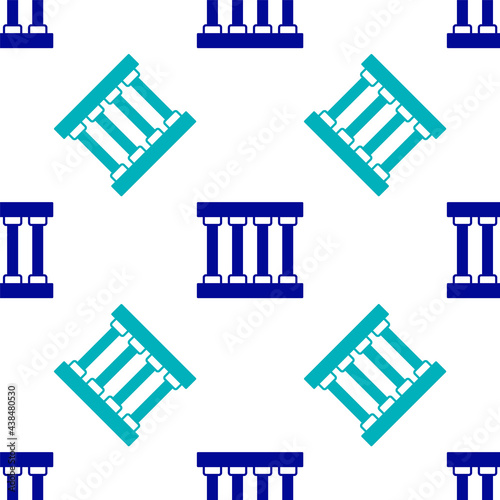 Blue Prison window icon isolated seamless pattern on white background. Vector