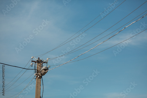 Wires and pole lines of electric gears.
