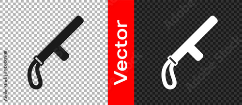 Black Police rubber baton icon isolated on transparent background. Rubber truncheon. Police Bat. Police equipment. Vector