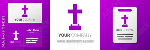 Logotype Man graves funeral sorrow icon isolated on white background. The emotion of grief, sadness, sorrow, death. Logo design template element. Vector