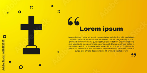 Black Man graves funeral sorrow icon isolated on yellow background. The emotion of grief, sadness, sorrow, death. Vector