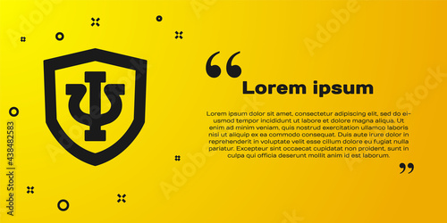 Black Psychology icon isolated on yellow background. Psi symbol. Mental health concept, psychoanalysis analysis and psychotherapy. Vector