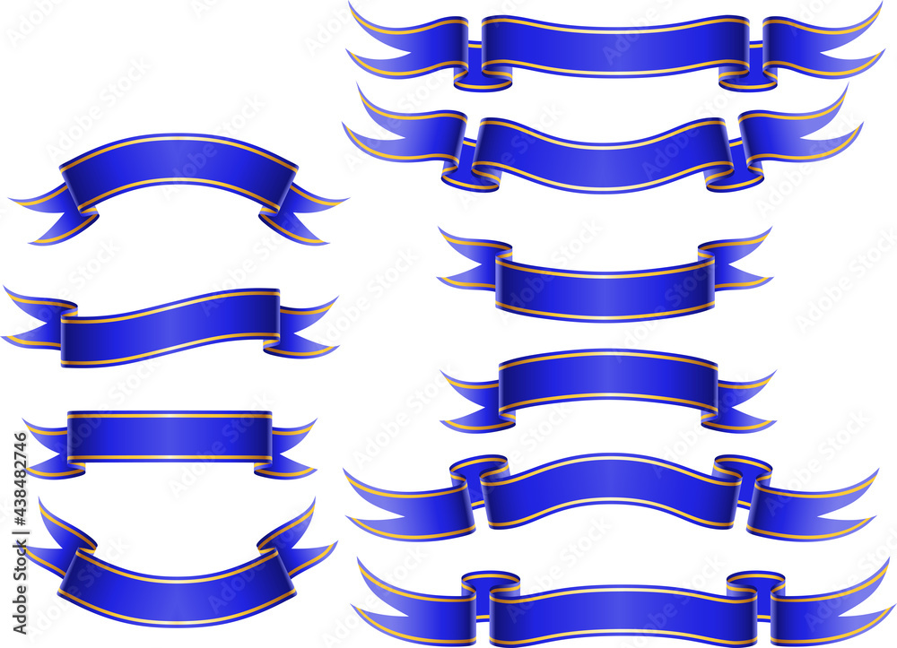 Kollektion von zehn blaugoldenen Banderolen Kollektion von zehn blaugoldenen Banderolen