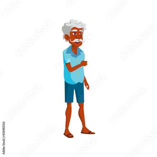 latino old guy discussing with son on backyard cartoon vector. latino old guy discussing with son on backyard character. isolated flat cartoon illustration