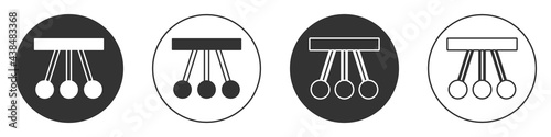 Black Pendulum icon isolated on white background. Newtons cradle. Circle button. Vector