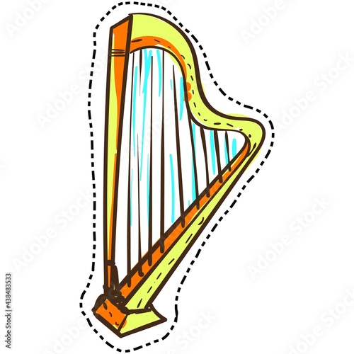 Harp vector, music lyre illustration, instrument icon