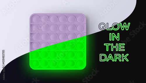 New popular sensory anti-stress toy - Pop it. Glow in the dark. Realistic vector 3D illustration