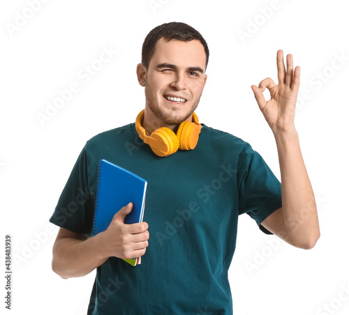 Young man with headphones s...