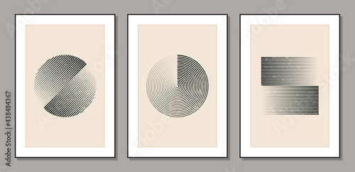 Minimal 20s geometric design poster, vector template with primitive shapes