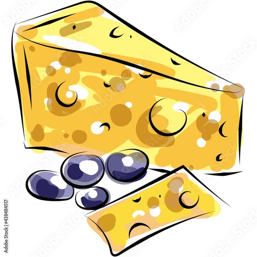 Vector cheese piece illustration isolated on white