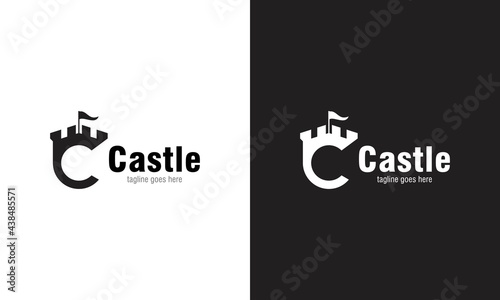 Vector illustration of letter c castle logo design template