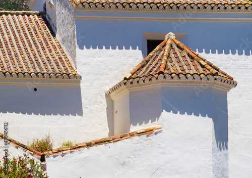 Cuadro en lienzo Fachada típica andaluza de la iglesia de Mijas